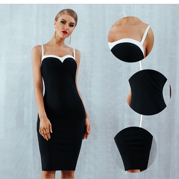 Bandage Sweetheart Bodycon Midi Dress in Black - Picture 4 of 8